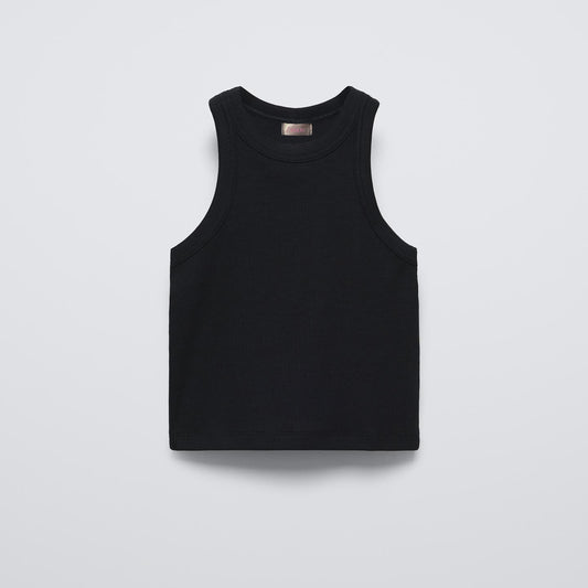 Black Ribbed Tank Top